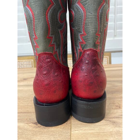 Dingo Men's True Grit Western Boots Red Ostrich Leather Size 7 NIB - Picture 9 of 14